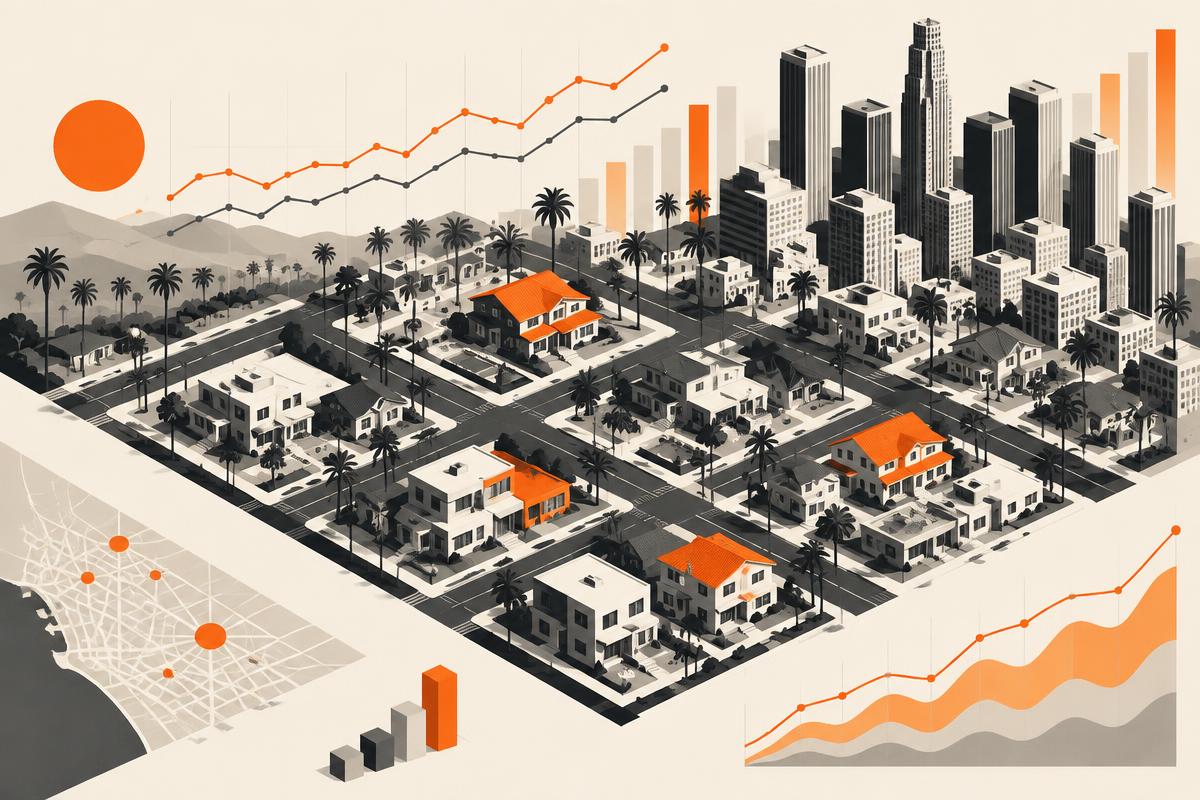 Los Angeles housing blocks and analytical trend lines