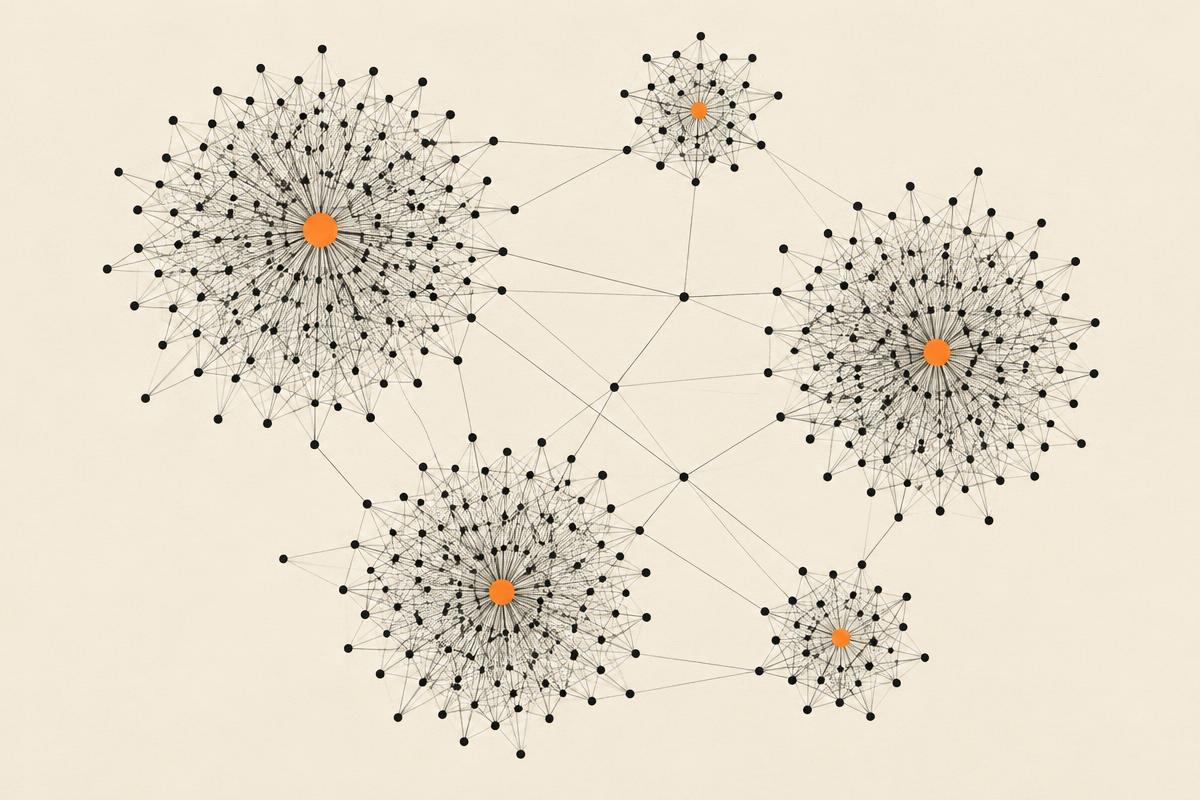 Social graph communities connected by influencer nodes